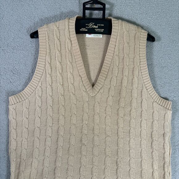 Vintage Sears Kings Road Sweater Vest Cable‎ Knit Tan Size Large Acrylic - Picture 2 of 11